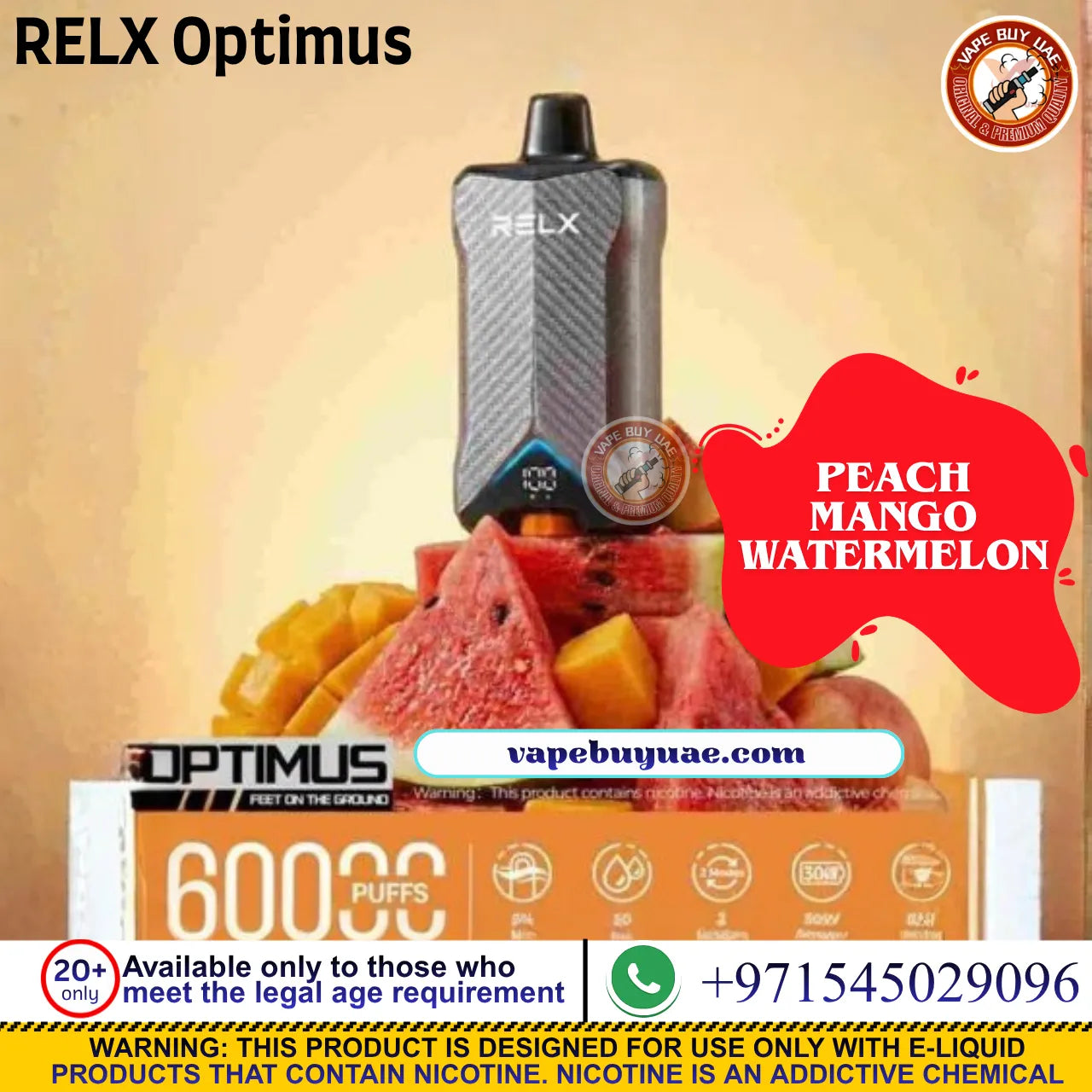 RELX Optimus 60000 Puffs rechargeable disposable vape in Dubai